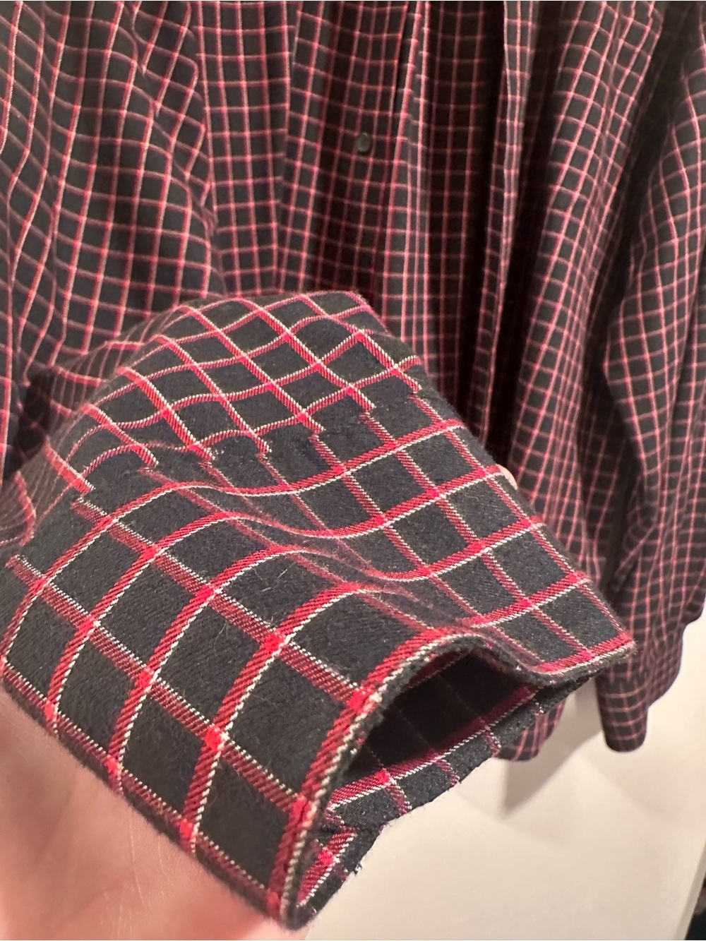 Chaps Mens Long Sleeve Button Down Shirt Red Black Plaid Cotton Size XL - Picture 5 of 11